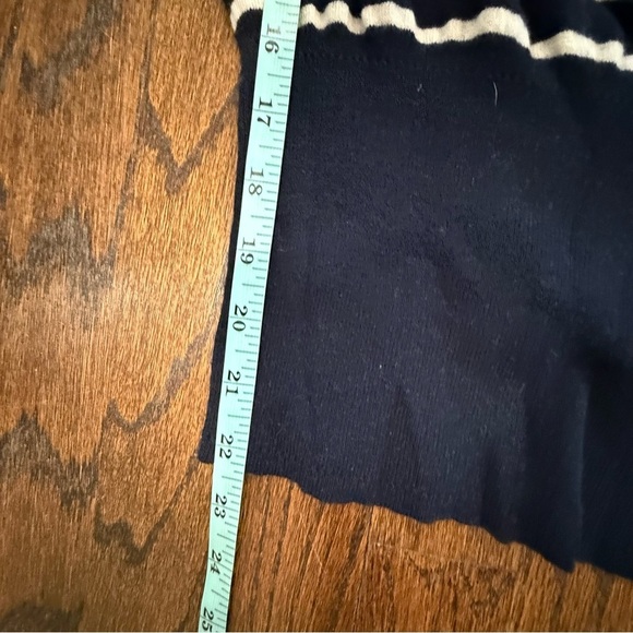 Milly Navy Blue White Stripe Sweater Accent Button Shoulders Size Small 1622 - Picture 9 of 9